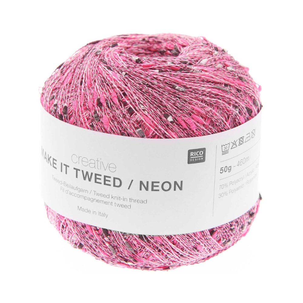 Rico Creative Make It Tweed Neon Pink 002 Beilaufgarn – 70% PAN, 30% PA, 50g / 460m