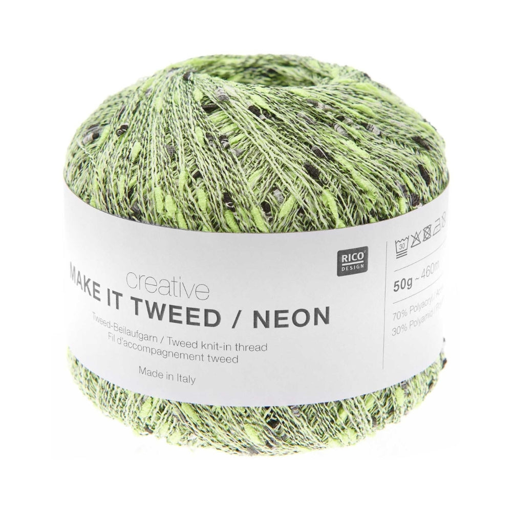 Rico Creative Make It Tweed Neon Gelb 001 Beilaufgarn – 70% PAN, 30% PA, 50g / 460m