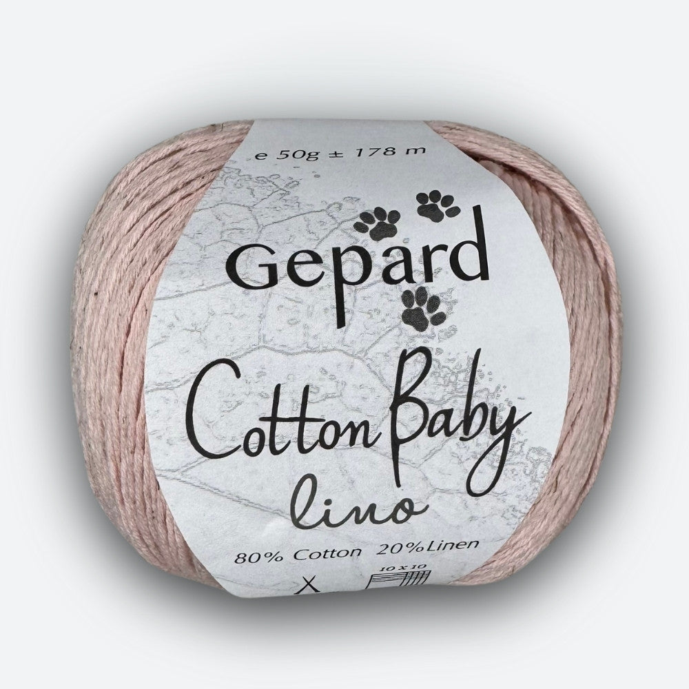 Gepard - Cotton Baby Lino - Hellrosa - 407 – 80%Baumwolle, 20%Leinen, weiches Garn aus Baumwolle und Leinen für Sommerstrick