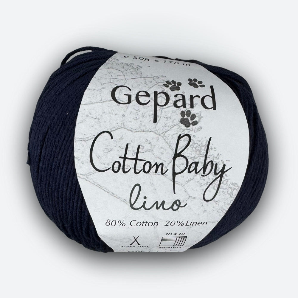 Gepard - Cotton Baby Lino - Navy - 780 – 80%Baumwolle, 20%Leinen, weiches Garn aus Baumwolle und Leinen für Sommerstrick