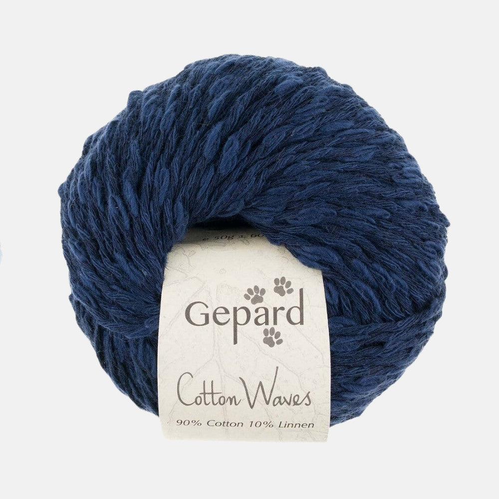 Gepard - Cotton Waves - Marine  - 780 – 90% Baumwolle, 10% Leinen, weiches Garn aus Baumwolle und Leinen für Sommerstrick