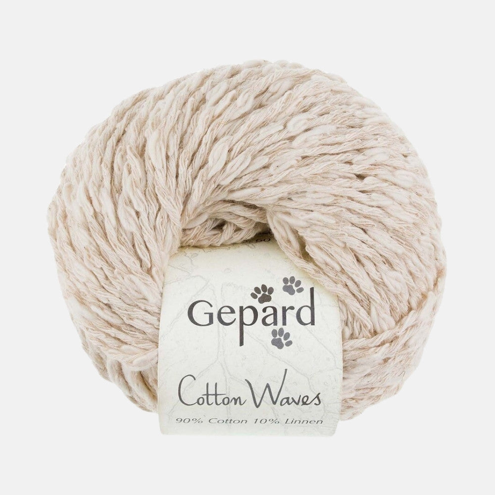 Gepard - Cotton Waves - Raw White - 102 – 90% Baumwolle, 10% Leinen, weiches Garn aus Baumwolle und Leinen für Sommerstrick