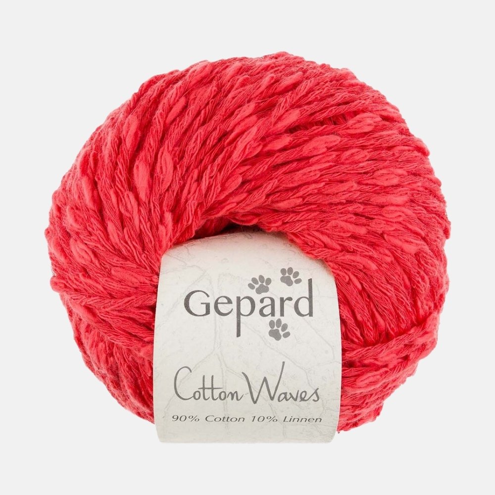 Gepard - Cotton Waves - Rot - 325 – 90% Baumwolle, 10% Leinen, weiches Garn aus Baumwolle und Leinen für Sommerstrick
