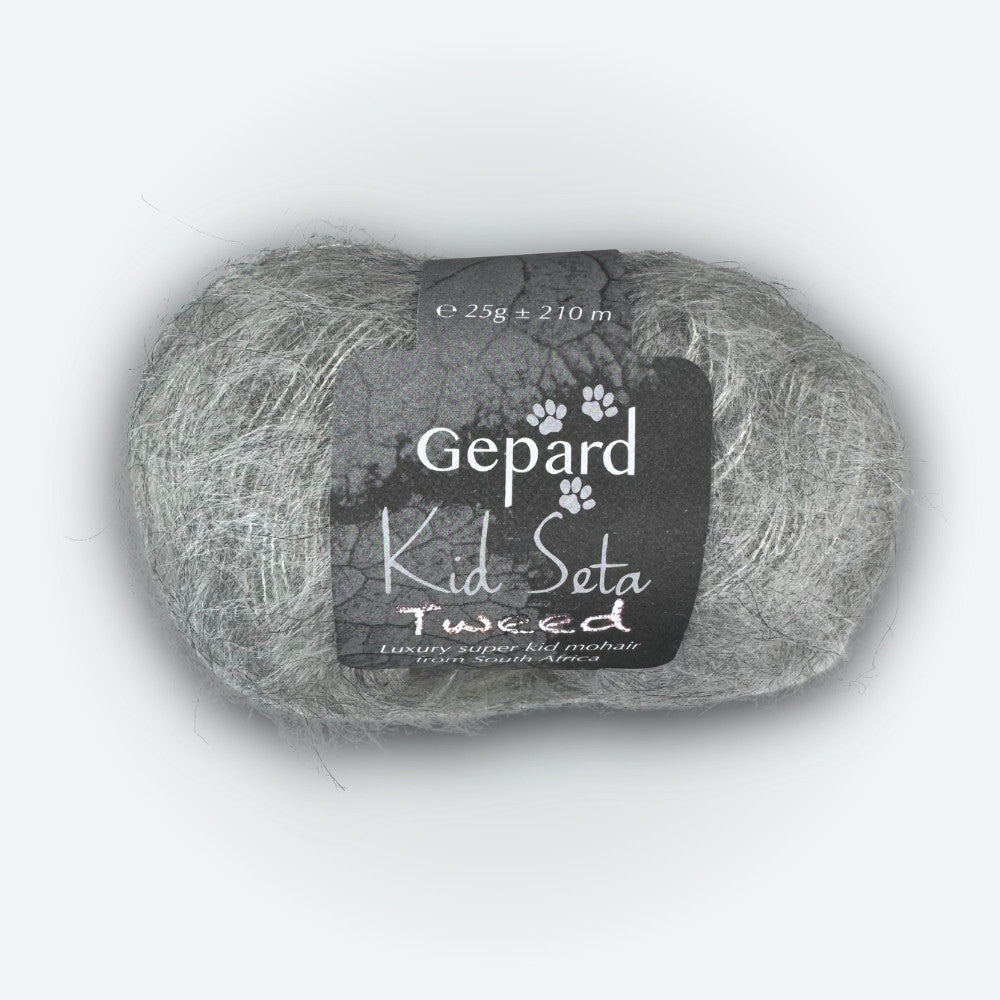 Gepard - Kid Seta Tweed - Grey Feathers - 502 – hochwertige Wolle für kreative Strickideen, detailreich beschrieben für alle, die nicht sehen können.