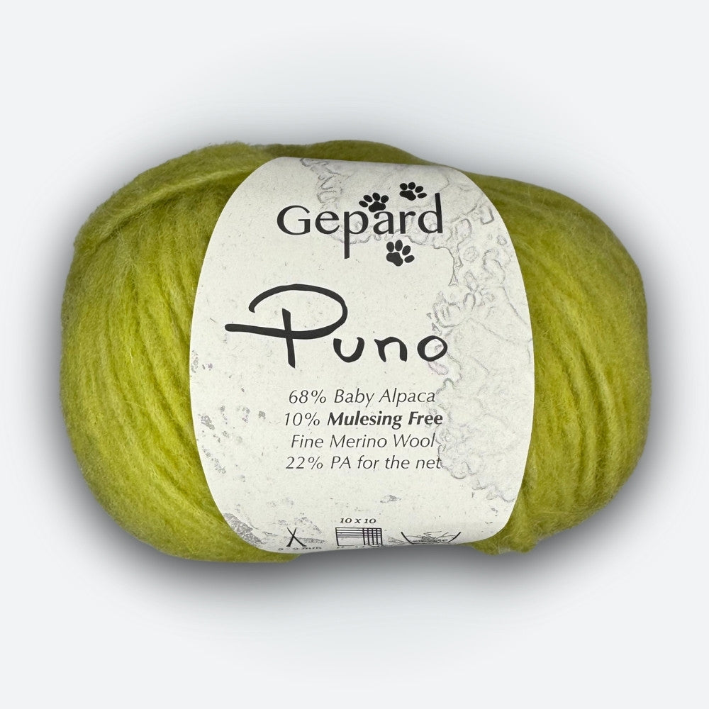 Gepard - Puno - Lime - 814 – hochwertige Wolle für kreative Strickideen, detailreich beschrieben für alle, die nicht sehen können.