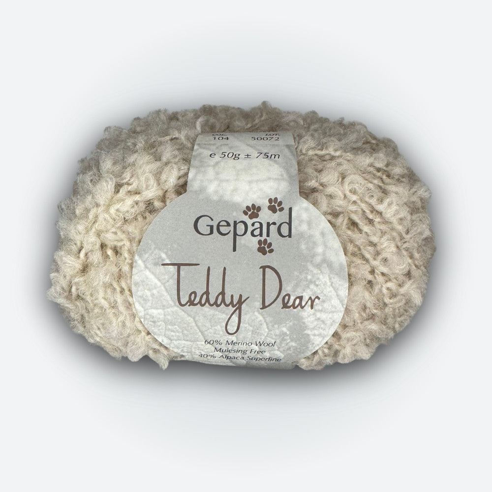 Gepard - Teddy Dear - Beige - 104 – hochwertige Wolle für kreative Strickideen, detailreich beschrieben für alle, die nicht sehen können.