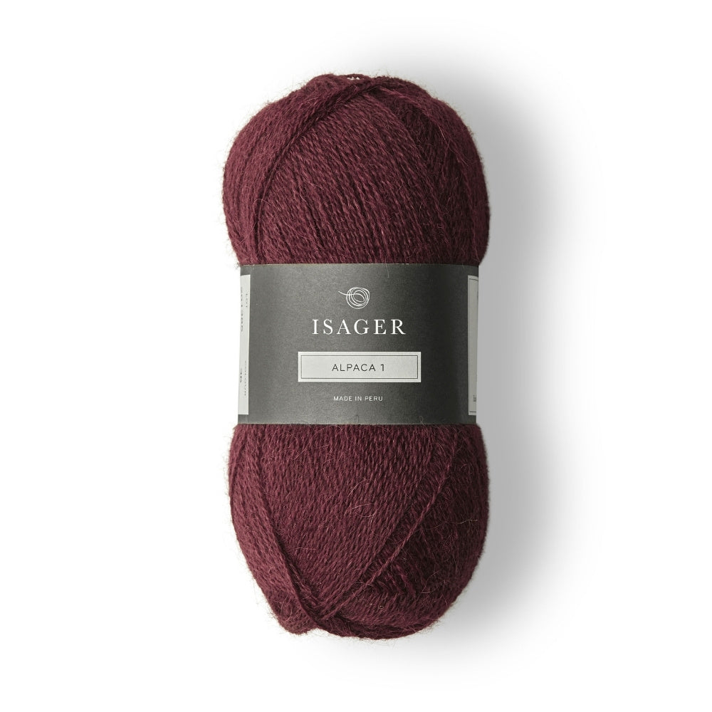 Strickgarn Isager Alpaca 1 Bordeaux 36 – 100% Alpaka, 800 m / 100 g