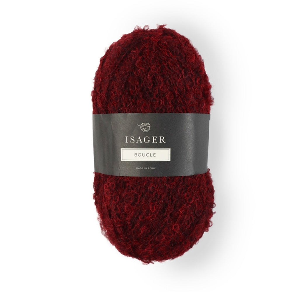 Strickgarn Isager Bouclé Bordeaux 98 – 100% Alpaka, 350 m / 100 g