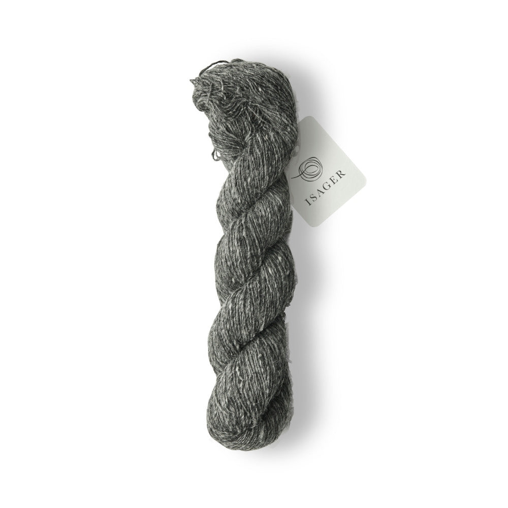 Stein-grauer Tweed – robustes Garn, ideal für Outdoor-Strick.