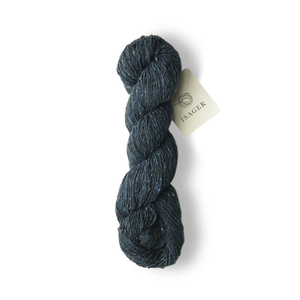 Tiefes Navy-Tweedgarn – 70% Wolle, 30% Mohair für klassische Strickmode.