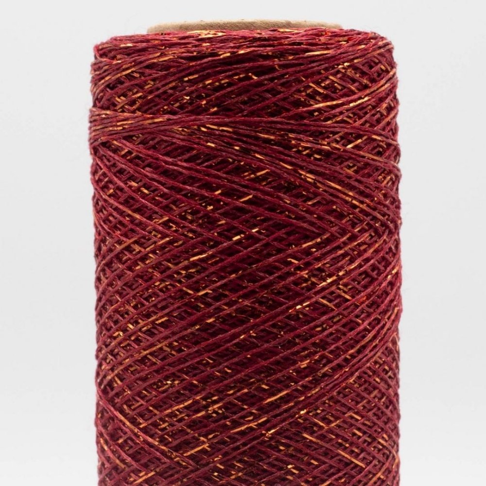 Kremke Stellaris in Farbe Rot Gold – feines Beilaufgarn mit metallischem Glanz.