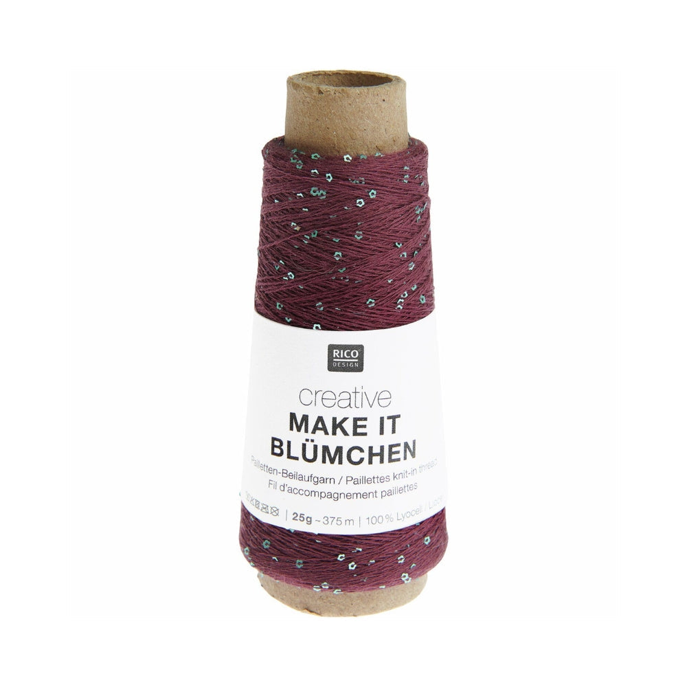 Rico Creative Make It Blümchen Bordeaux 016 Effektgarn – 100% CLY, 25g / 375m