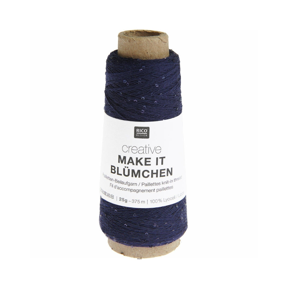 Rico Creative Make It Blümchen Marine 015 Effektgarn – 100% CLY, 25g / 375m
