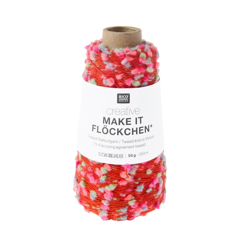 Rico Design Make it Flöckchen Garn Farbe 006 – Colourful, mit Tweed-Flöckchen-Effekt