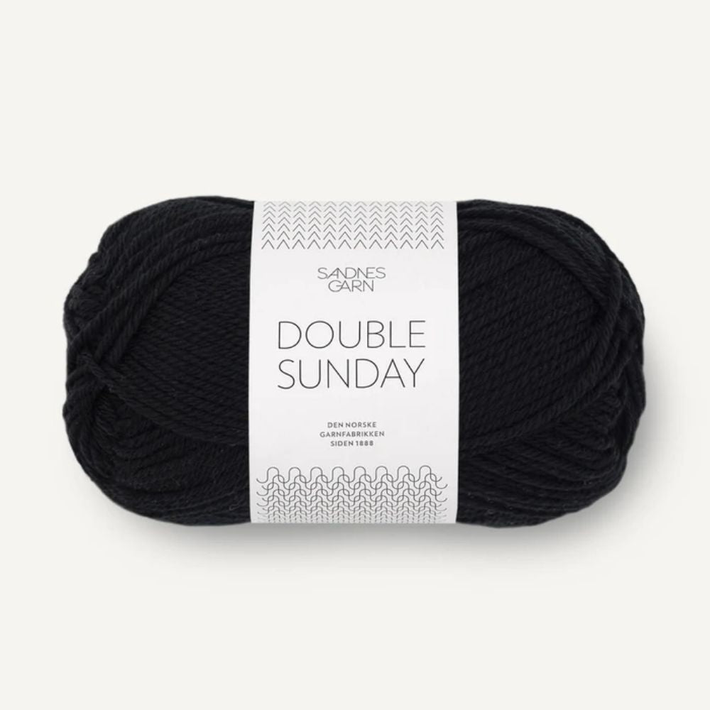 Strickgarn Sandnes Double Sunday 1099 Schwarz – 100% Merinowolle