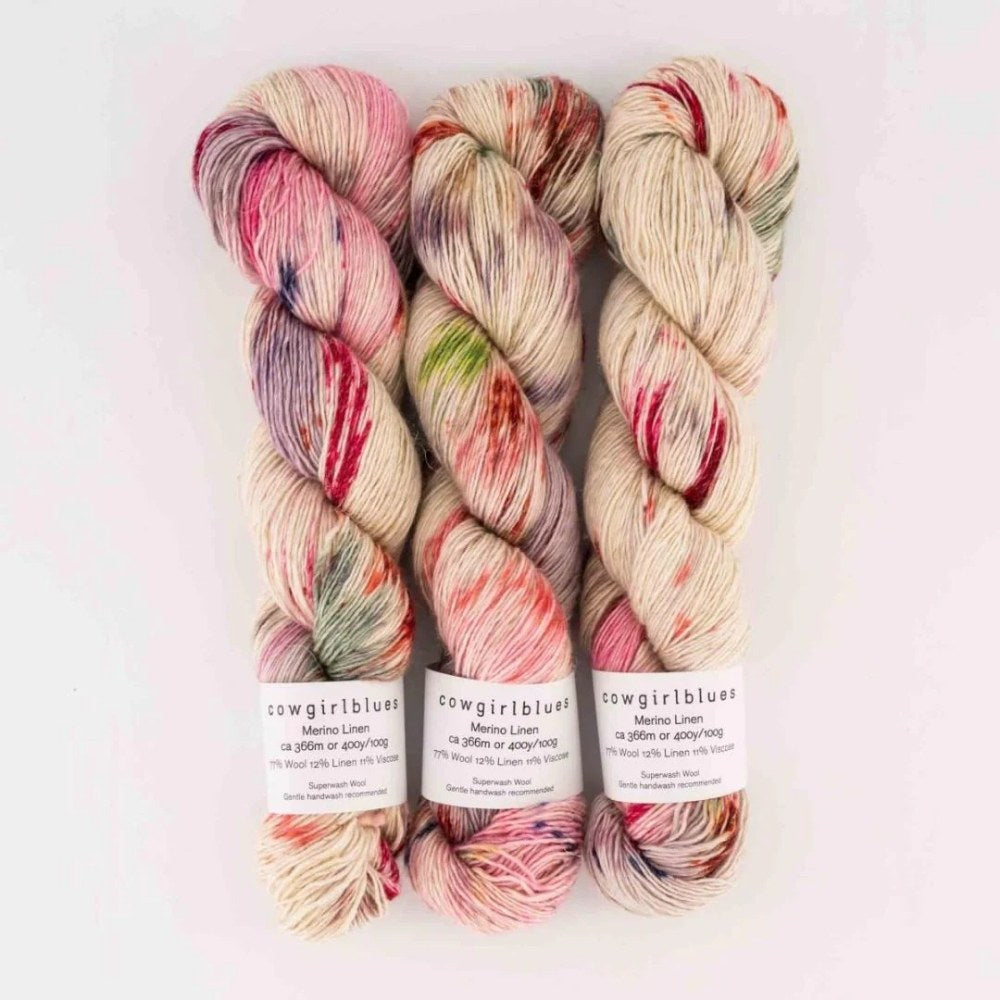 Knäuel cowgirlblues Merino Linen Farbverlauf Garn Happy Days 11
